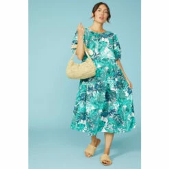 Mantaray Tropical Pleat Sleeve Tiered Midi Dress For Female -Cheap Mantaray Store unnamed file 2244