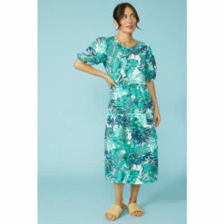 Mantaray Tropical Pleat Sleeve Tiered Midi Dress For Female -Cheap Mantaray Store unnamed file 2245