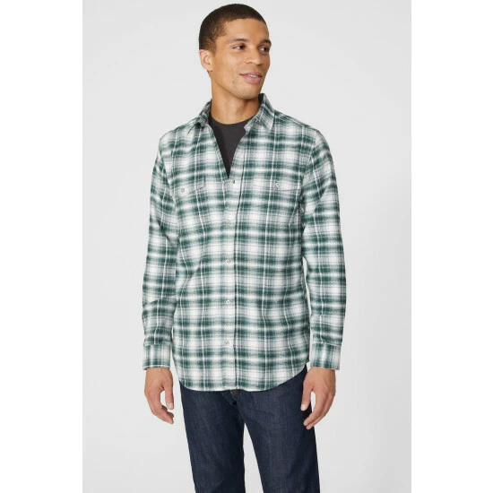 Mantaray Brushed Mini Check Button Down For Male 1 Mantaray Brushed Mini Check Button Down For Male