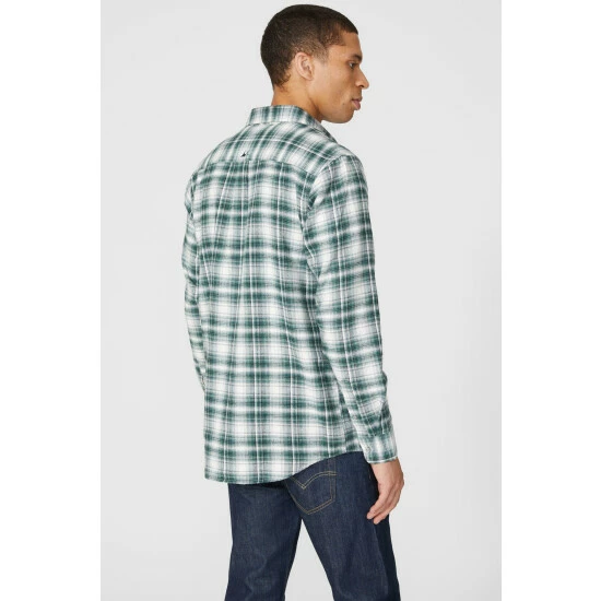 Mantaray Brushed Mini Check Button Down For Male 3 Mantaray Brushed Mini Check Button Down For Male - Image 3