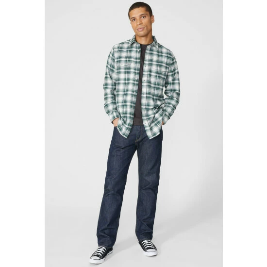 Mantaray Brushed Mini Check Button Down For Male 4 Mantaray Brushed Mini Check Button Down For Male - Image 4