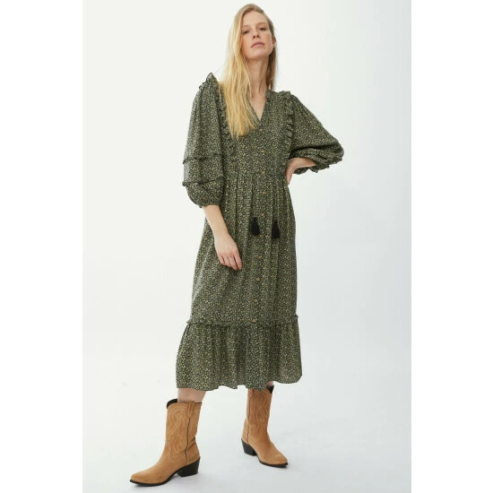 Mantaray Ruffle Detail Ditsy Print Tiered Midi Dress For Female 1 Mantaray Ruffle Detail Ditsy Print Tiered Midi Dress For Female