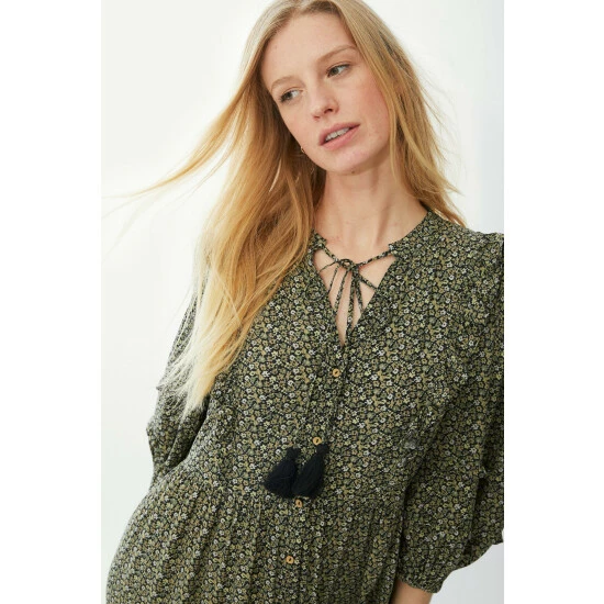 Mantaray Ruffle Detail Ditsy Print Tiered Midi Dress For Female 2 Mantaray Ruffle Detail Ditsy Print Tiered Midi Dress For Female - Image 2