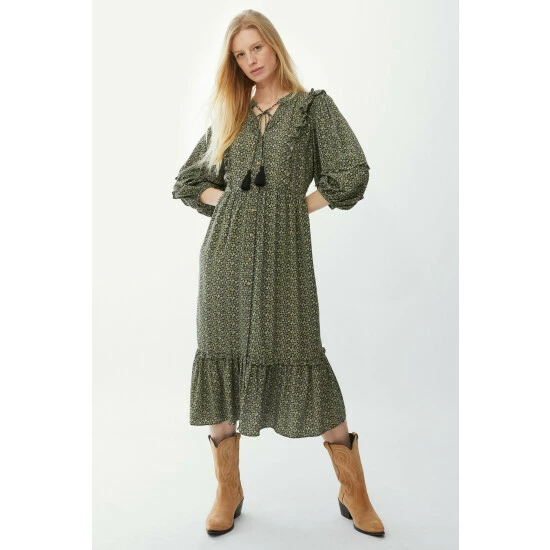 Mantaray Ruffle Detail Ditsy Print Tiered Midi Dress For Female 4 Mantaray Ruffle Detail Ditsy Print Tiered Midi Dress For Female - Image 4