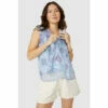 Mantaray Sleeveless Frill Yoke Motif Print Top For Female