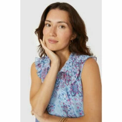 Mantaray Sleeveless Frill Yoke Motif Print Top For Female -Cheap Mantaray Store unnamed file 2351