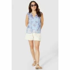 Mantaray Sleeveless Frill Yoke Motif Print Top For Female -Cheap Mantaray Store unnamed file 2353