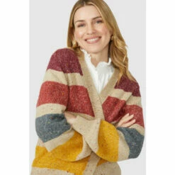 Mantaray Chunky Nep Stripe Edge To Edge Cardigan For Female -Cheap Mantaray Store unnamed file 2369