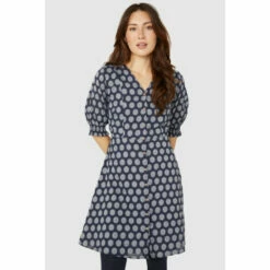 Mantaray Circle Jacquard Notch Neck Tunic Dress For Female -Cheap Mantaray Store unnamed file 2376