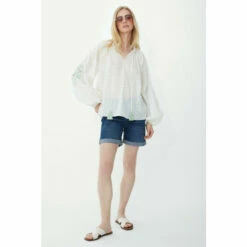 Mantaray Embroidered Sleeve Spot Dobby Top For Female -Cheap Mantaray Store unnamed file 2393