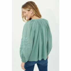 Mantaray Puff Sleeve Embroidered Textured Stripe Top For Female -Cheap Mantaray Store unnamed file 2403