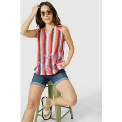 Mantaray Sleeveless Embroidered Stripe V Neck Top For Female -Cheap Mantaray Store unnamed file 2449