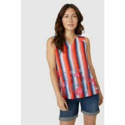 Mantaray Sleeveless Embroidered Stripe V Neck Top For Female -Cheap Mantaray Store unnamed file 2450