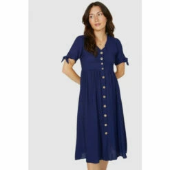 Mantaray V Neck Button Through Mini Dress For Female