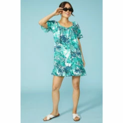 Mantaray Puff Sleeve Swing Dress For Female