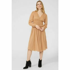 Mantaray Shirred Waist Dobby Midi Dress For Female -Cheap Mantaray Store unnamed file 25