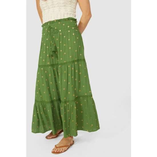 Mantaray Metallic Spot Print Tiered Maxi Skirt For Female 2 Mantaray Metallic Spot Print Tiered Maxi Skirt For Female - Image 2