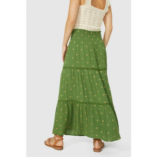 Mantaray Metallic Spot Print Tiered Maxi Skirt For Female 4 Mantaray Metallic Spot Print Tiered Maxi Skirt For Female - Image 4