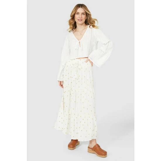 Mantaray Metallic Spot Print Tiered Maxi Skirt For Female 7 Mantaray Metallic Spot Print Tiered Maxi Skirt For Female - Image 7