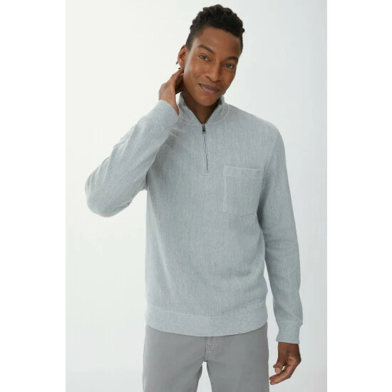 Mantaray Herringbone Zip Neck For Male 2 Mantaray Herringbone Zip Neck For Male - Image 2