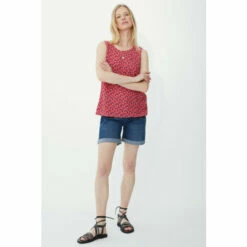 Mantaray Sleeveless Dancing Fan Print Scoop Neck Shell For Female