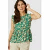 Mantaray Sleeveless Notch Neck Printed Top For Female