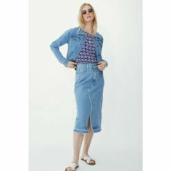 Mantaray Split Front Denim Skirt For Female -Cheap Mantaray Store unnamed file 2623