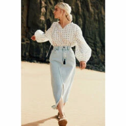 Mantaray Split Front Denim Skirt For Female -Cheap Mantaray Store unnamed file 2624