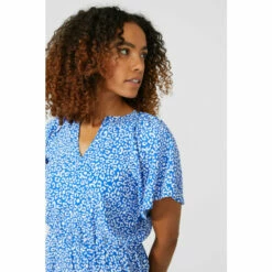 Mantaray Woven Animal Shirred Waist V Neck Midi Dress For Female -Cheap Mantaray Store unnamed file 2731