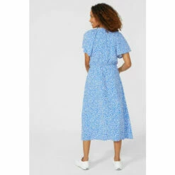 Mantaray Woven Animal Shirred Waist V Neck Midi Dress For Female -Cheap Mantaray Store unnamed file 2732