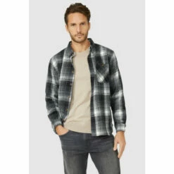 Mantaray Brushed Overcheck Overshirt For Male