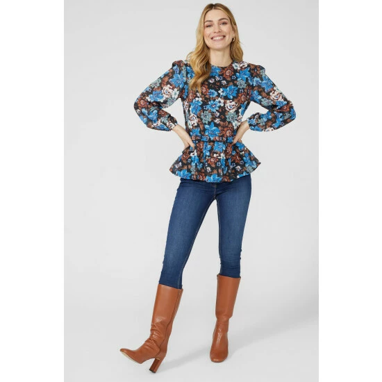 Mantaray Floral Print Gathered Waist Chiffon Top For Female 2 Mantaray Floral Print Gathered Waist Chiffon Top For Female - Image 2