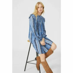 Mantaray Striped Floral Frilled Sleeve Mini Dress For Female -Cheap Mantaray Store unnamed file 2787