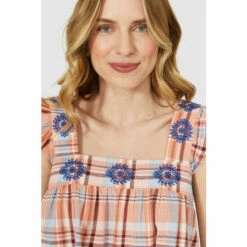 Mantaray Embroidered Check Square Neck Cami For Female -Cheap Mantaray Store unnamed file 2797