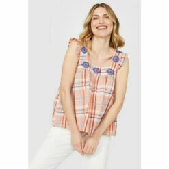Mantaray Embroidered Check Square Neck Cami For Female -Cheap Mantaray Store unnamed file 2800