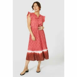 Mantaray Frill Sleeve Tie Dye Jacquard Scoop Neck Top For Female -Cheap Mantaray Store unnamed file 2869