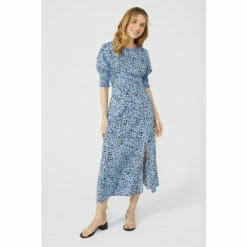 Mantaray Animal Printed Puff Sleeve Midi Dress For Female