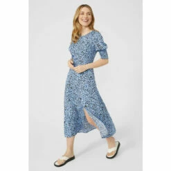 Mantaray Animal Printed Puff Sleeve Midi Dress For Female -Cheap Mantaray Store unnamed file 2881