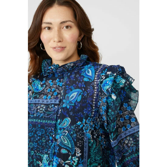 Mantaray Printed Blouse With Frill Detail For Female 3 Mantaray Printed Blouse With Frill Detail For Female - Image 3