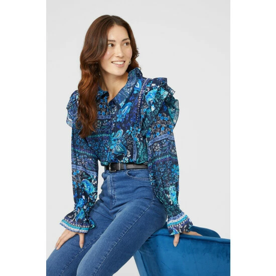 Mantaray Printed Blouse With Frill Detail For Female 5 Mantaray Printed Blouse With Frill Detail For Female - Image 5