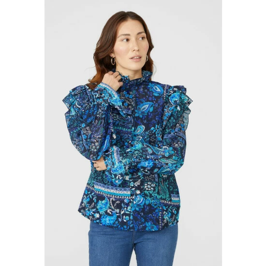 Mantaray Printed Blouse With Frill Detail For Female 6 Mantaray Printed Blouse With Frill Detail For Female - Image 6