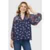 Mantaray Floral Mix & Match Print Frill Neck Top For Female
