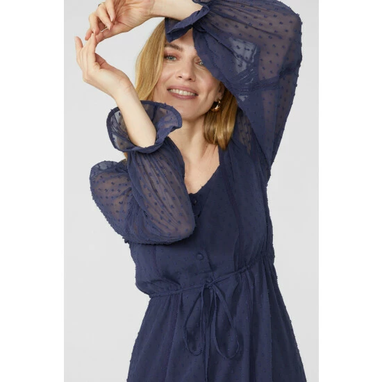 Mantaray Square Neck Button Detail Dobby Midi Dress For Female 3 Mantaray Square Neck Button Detail Dobby Midi Dress For Female - Image 3