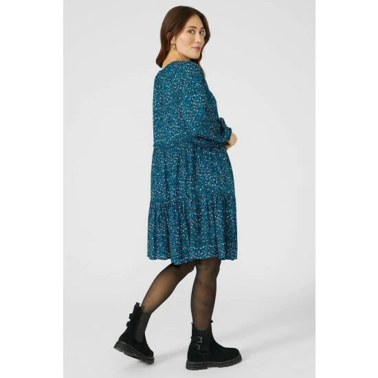 Mantaray Animal Print Tiered Boho Tunic Dress For Female 3 Mantaray Animal Print Tiered Boho Tunic Dress For Female - Image 3