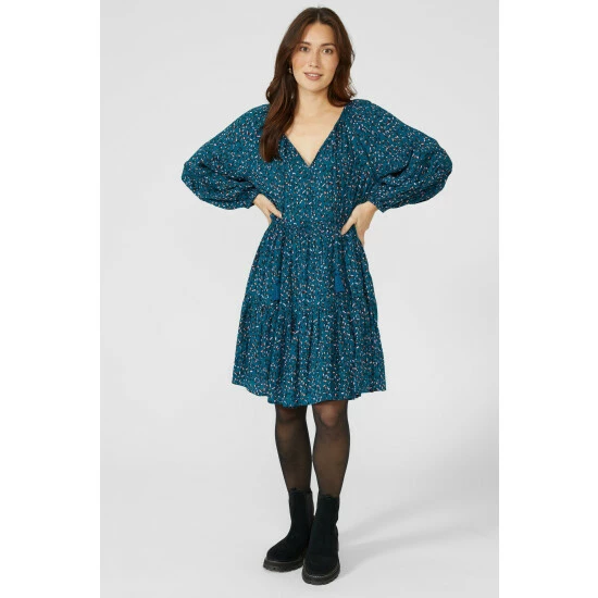 Mantaray Animal Print Tiered Boho Tunic Dress For Female 5 Mantaray Animal Print Tiered Boho Tunic Dress For Female - Image 5