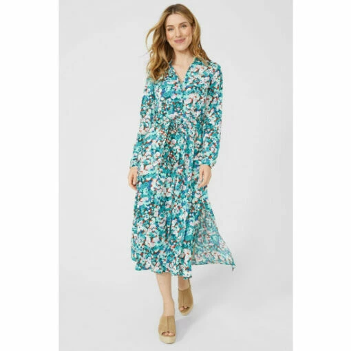 Mantaray Flared Floral Printed Long Sleeve Midi Dress For Female -Cheap Mantaray Store unnamed file 2984