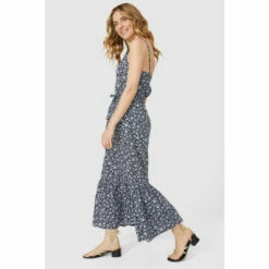 Mantaray Cotton Ditsy Strappy Tiered Belted Maxi Dress For Female -Cheap Mantaray Store unnamed file 3013