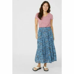 Mantaray Floral Print Tiered Midi Skirt For Female