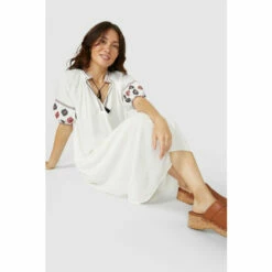 Mantaray Embroided Sleeve Midi Dress For Female -Cheap Mantaray Store unnamed file 3045