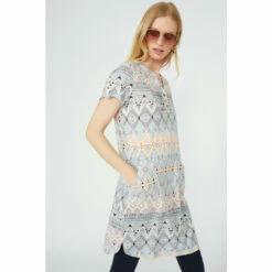 Mantaray Zig Zag Border Print Jersey Tunic Dress For Female